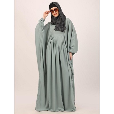 Fashionable Pleated Kaftan abaya-Sky Blue